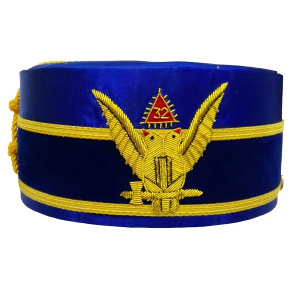 32nd Degree Scottish Rite Wings UP Blue Cap Bullion Hand Embroidery