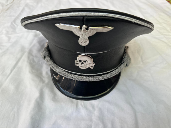 WW2 German SS M32 tricot officers cap visor in leather – RED (6)